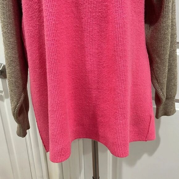 Free People Softly Structured Colorblock Turtleneck Sweater Pink Brown Oversized - Picture 4 of 16